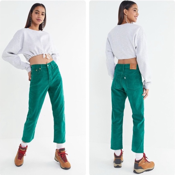 SOLD Levi’s Premium Wedgie Straight Fit Corduroy Pant Green 27x26 High-Rise - Picture 1 of 16